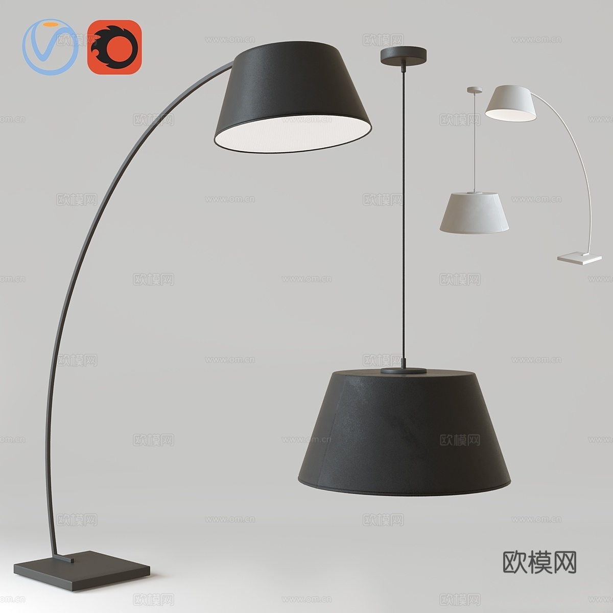 AZZARDO Olav吊灯与落地灯3d模型下载