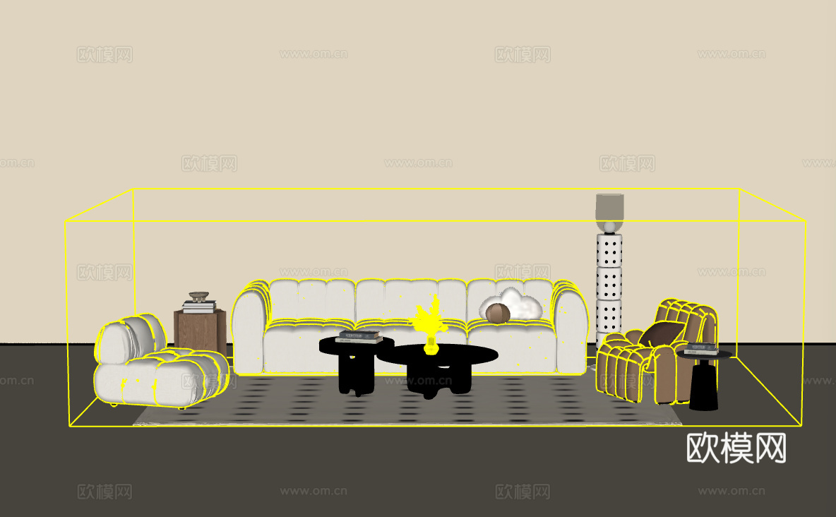 沙发组合su模型