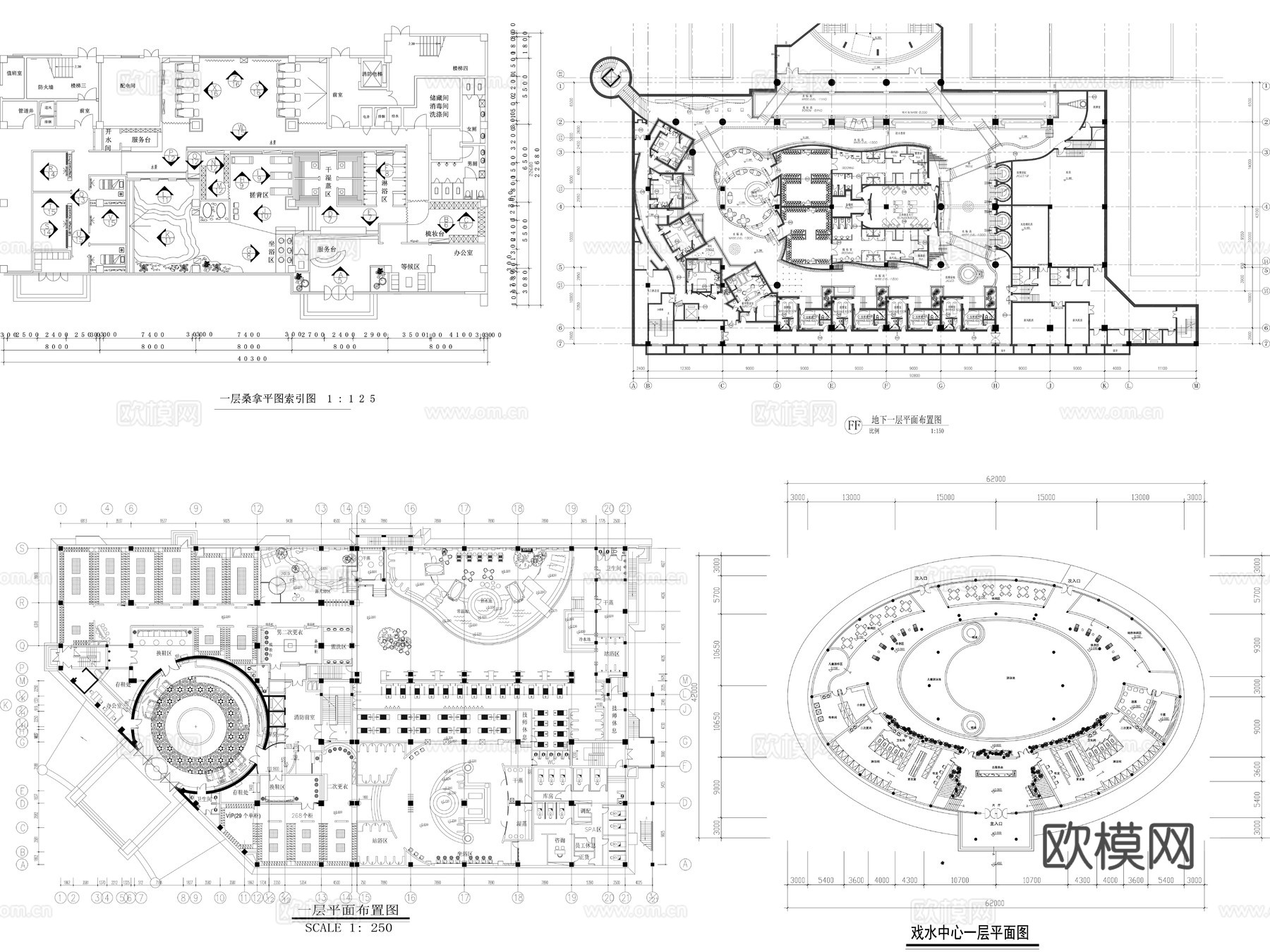 18套洗浴中心施工图cad施工图cad施工图