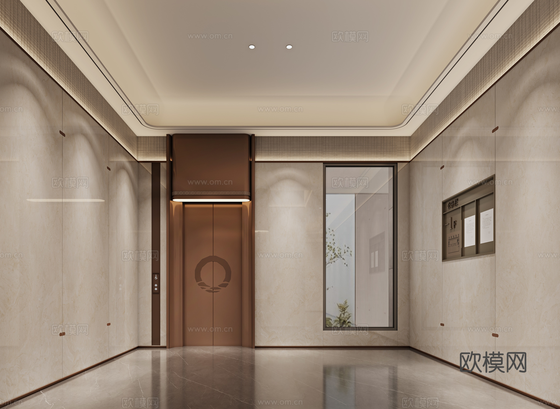 现代小区商场电梯su模型