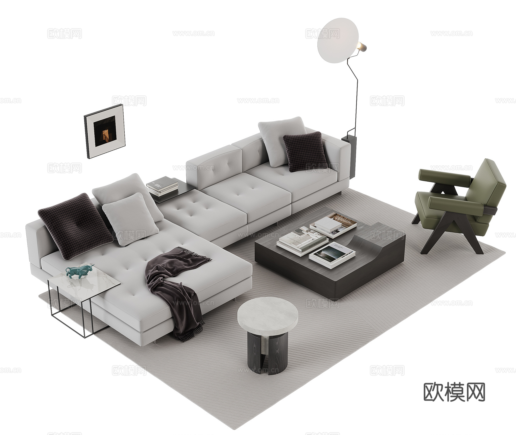 现代沙发茶几组合su模型