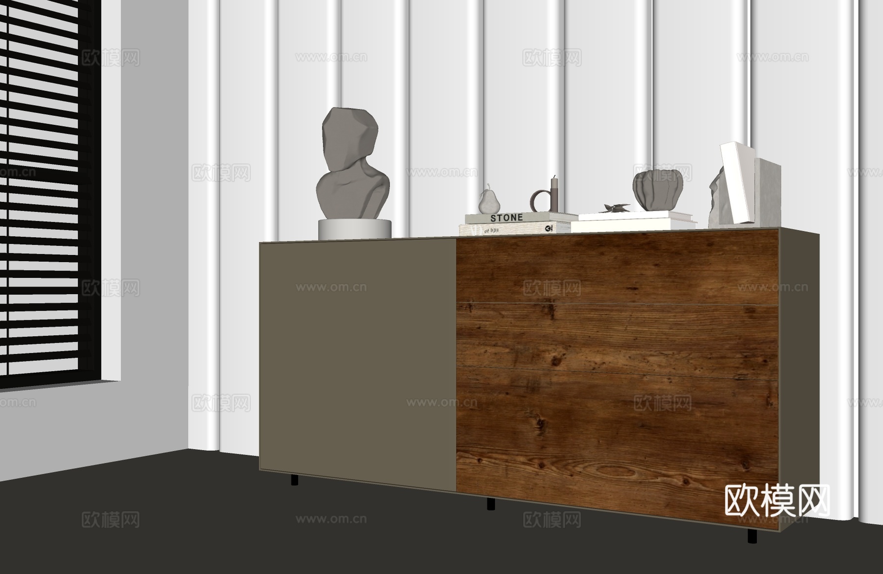 现代意式边柜 意式装饰柜 意式玄关柜 现代边柜 意式储物柜su模型