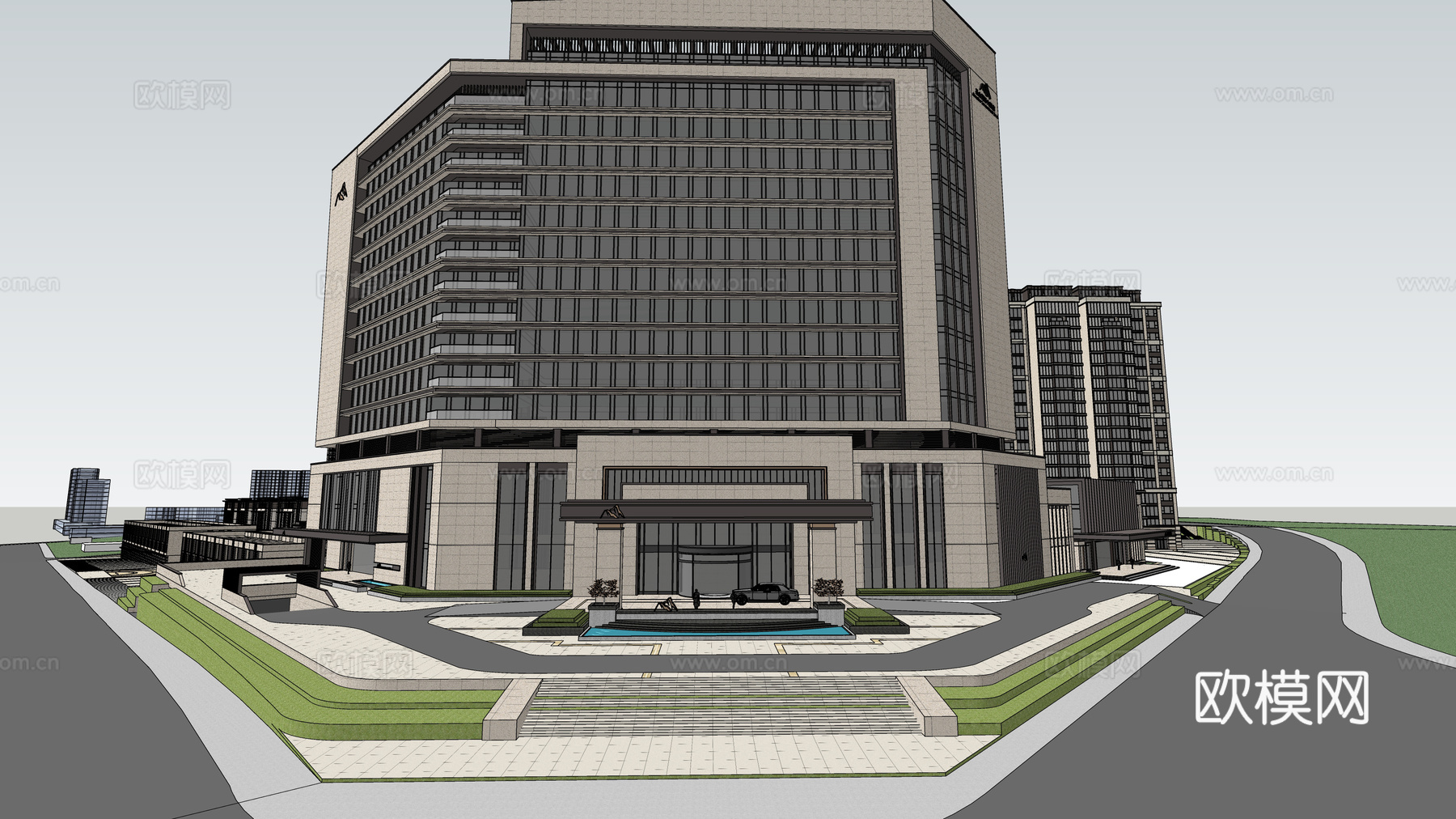 高档酒店建筑  酒店建筑精模su模型