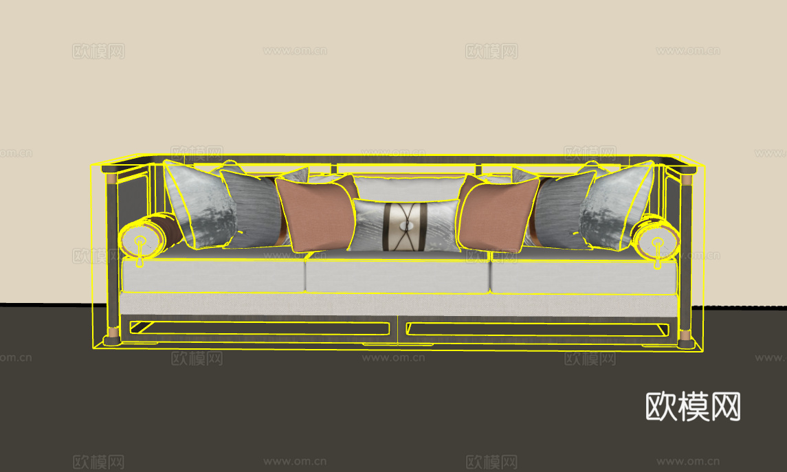 三人沙发su模型