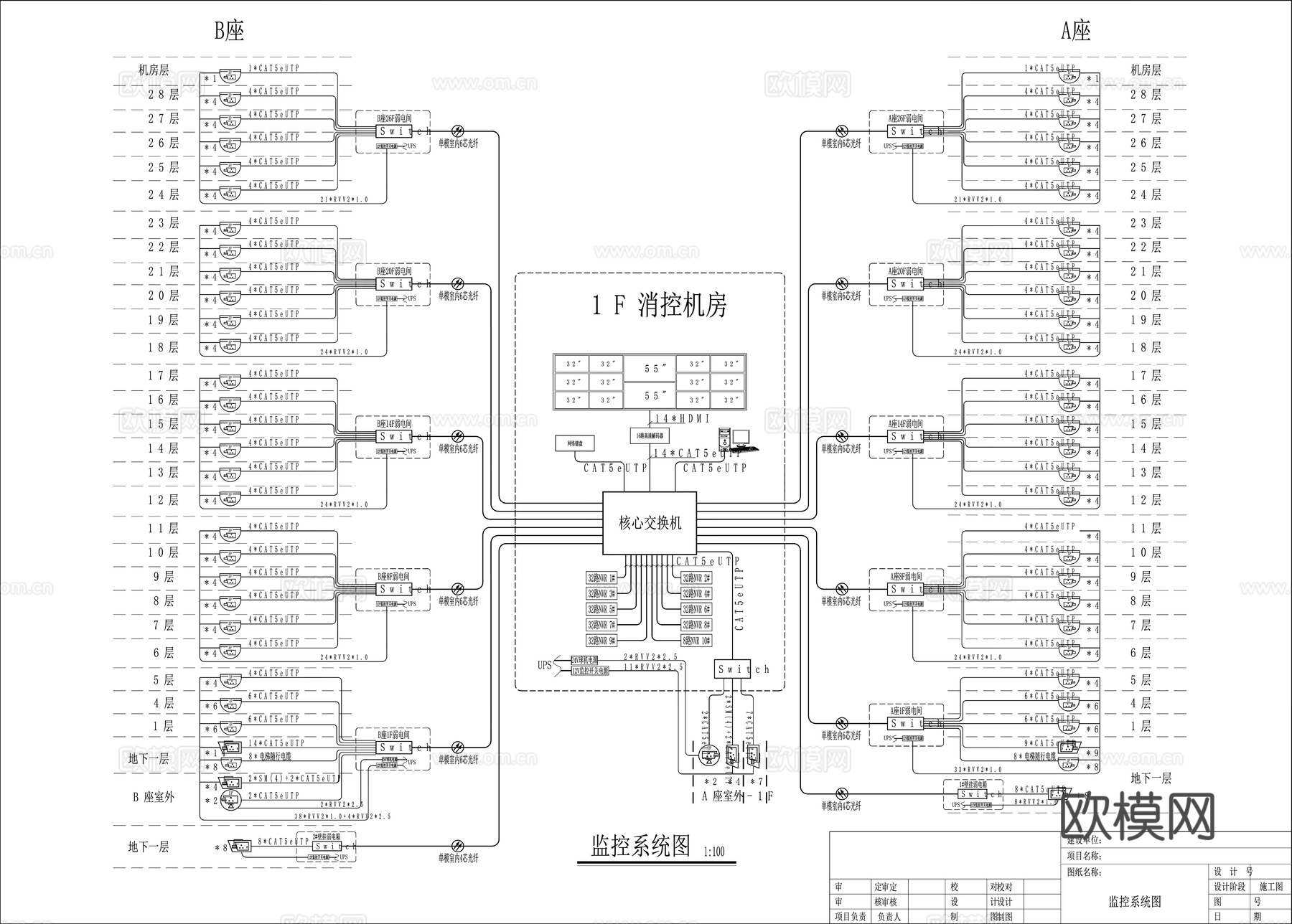 23套视频监控系统CAD图纸cad施工图