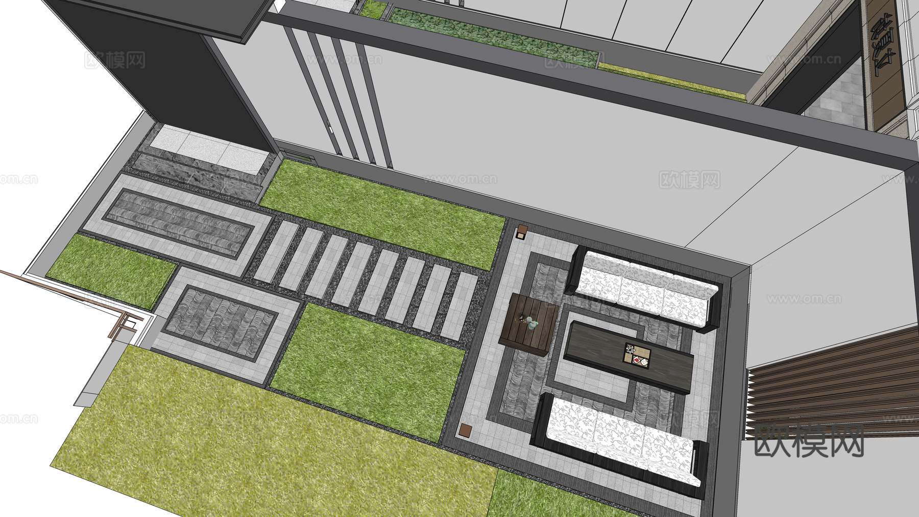 庭院景观别墅小院景观su模型