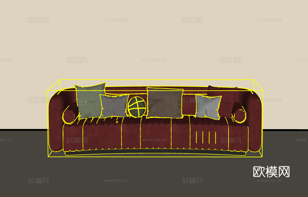 三人沙发su模型