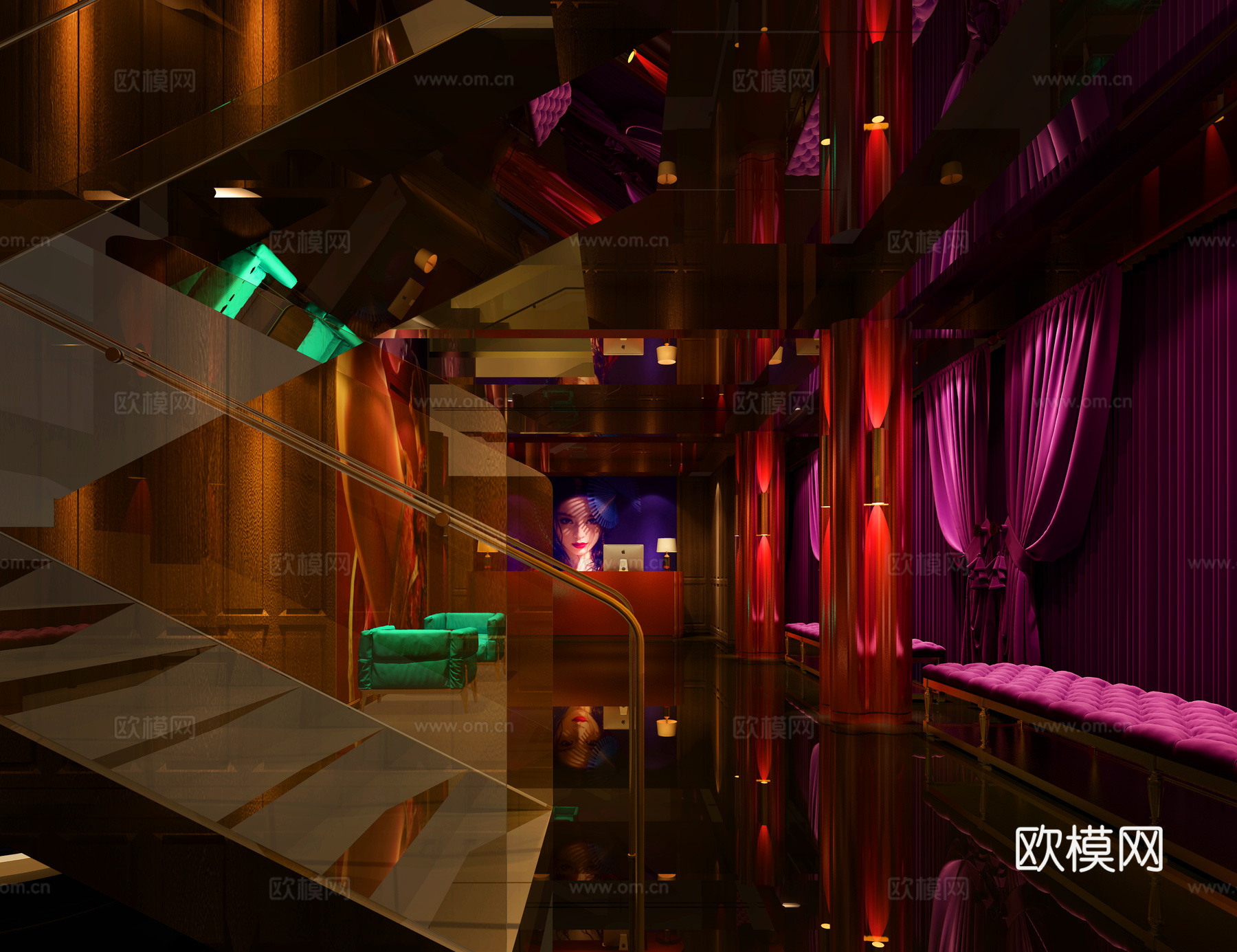 现代柬埔寨会所主题3d模型下载（渲染图1）