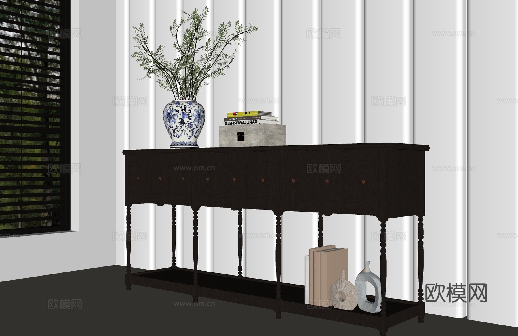 美式斗柜 美式装饰柜 美式玄关柜 美式餐边柜 美式边柜su模型