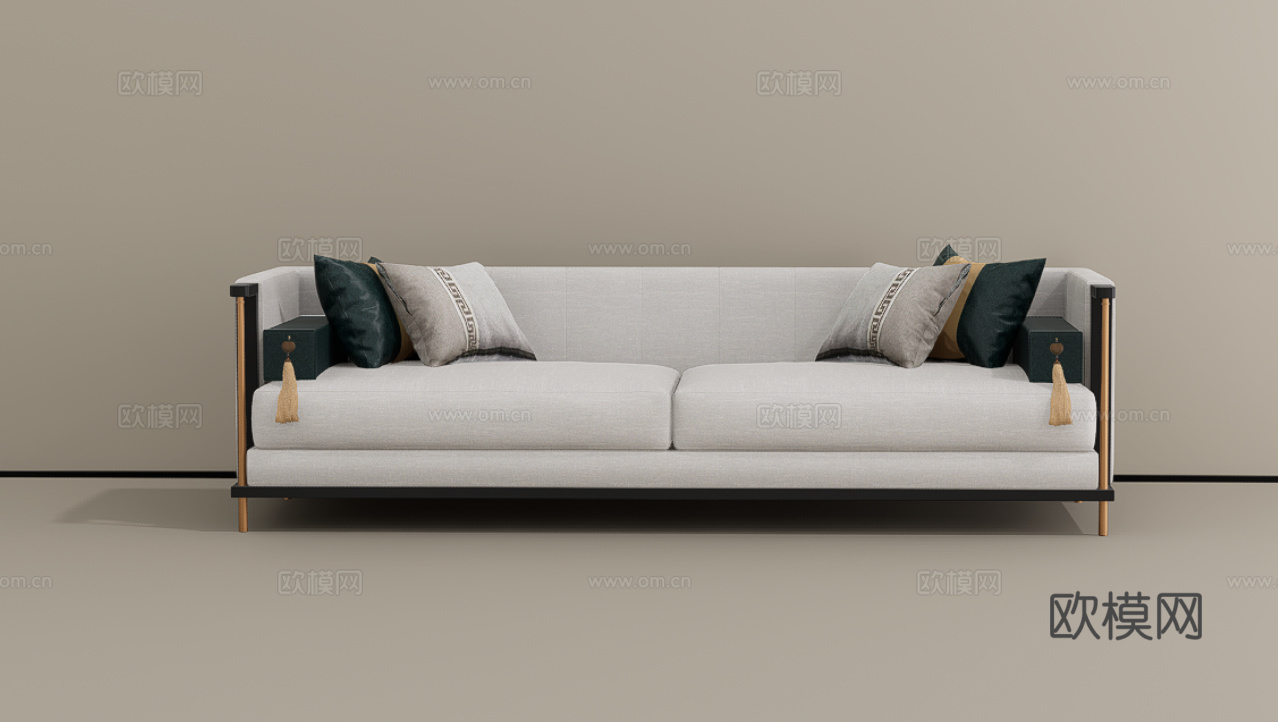 三人沙发su模型