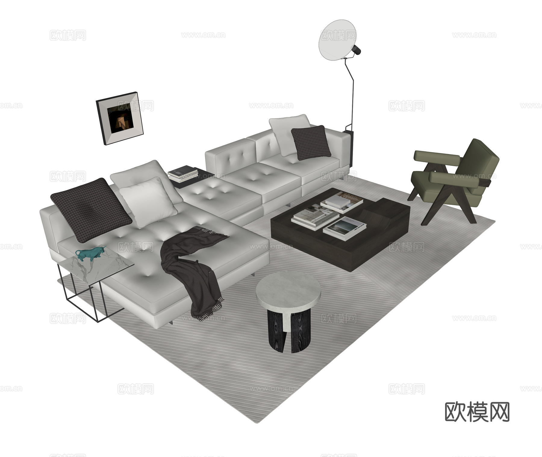 现代沙发茶几组合su模型