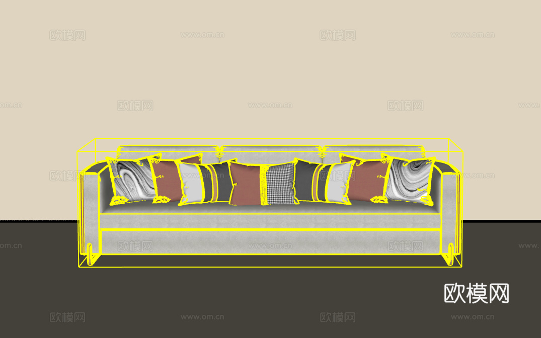 三人沙发su模型