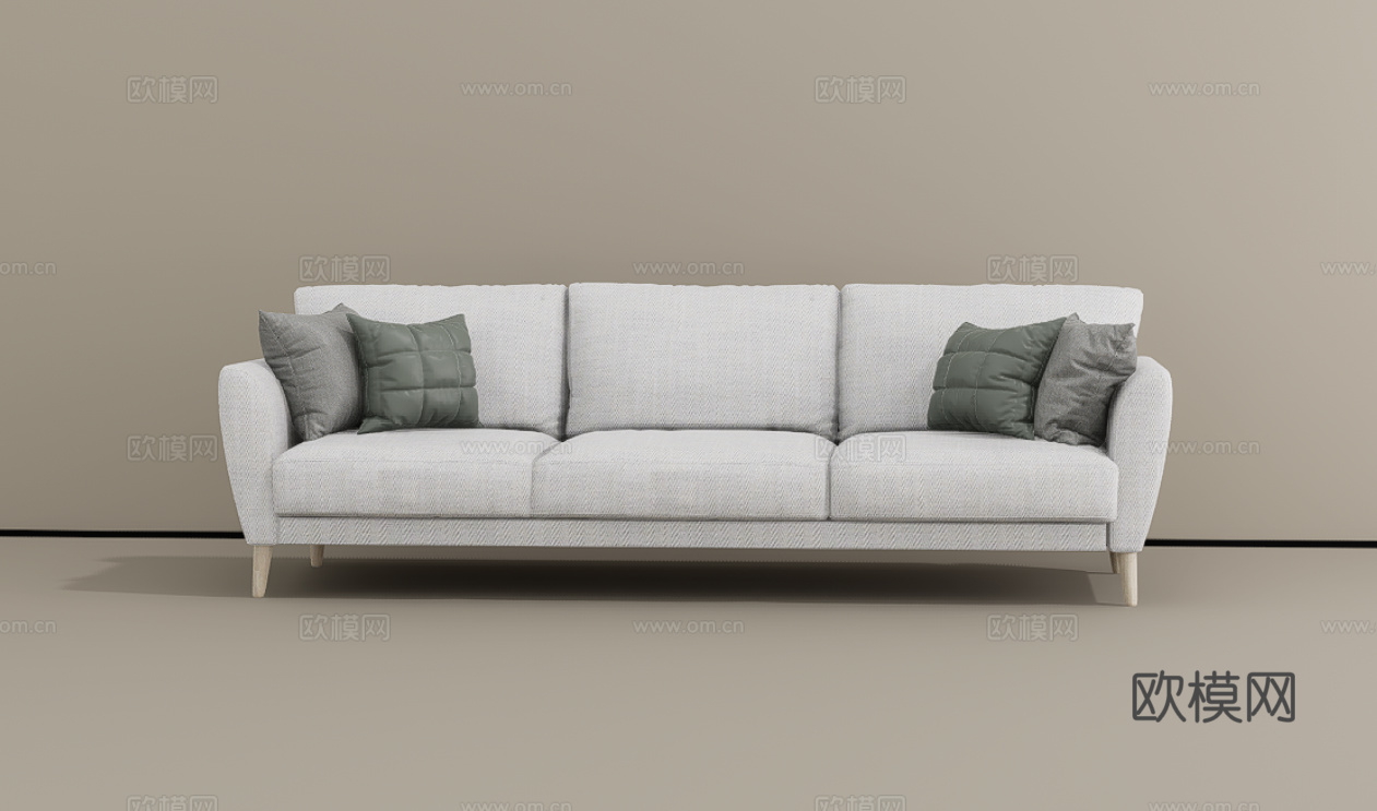 三人沙发su模型