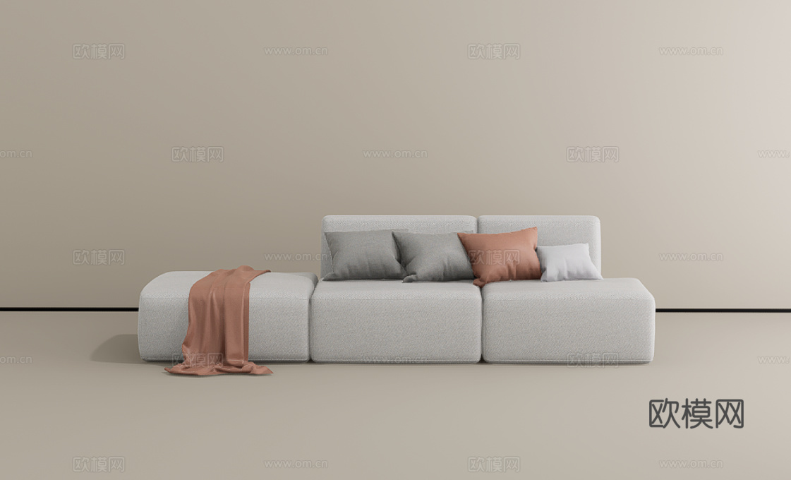三人沙发su模型