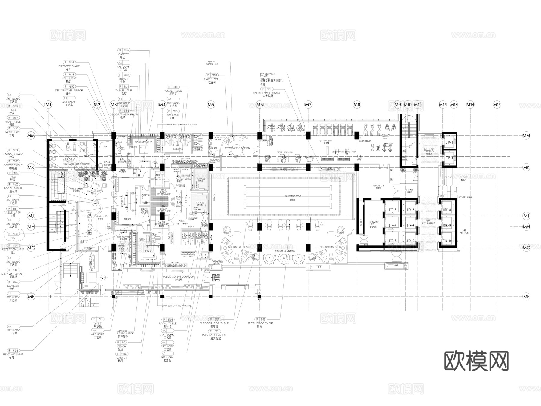 18套洗浴中心施工图cad施工图cad施工图