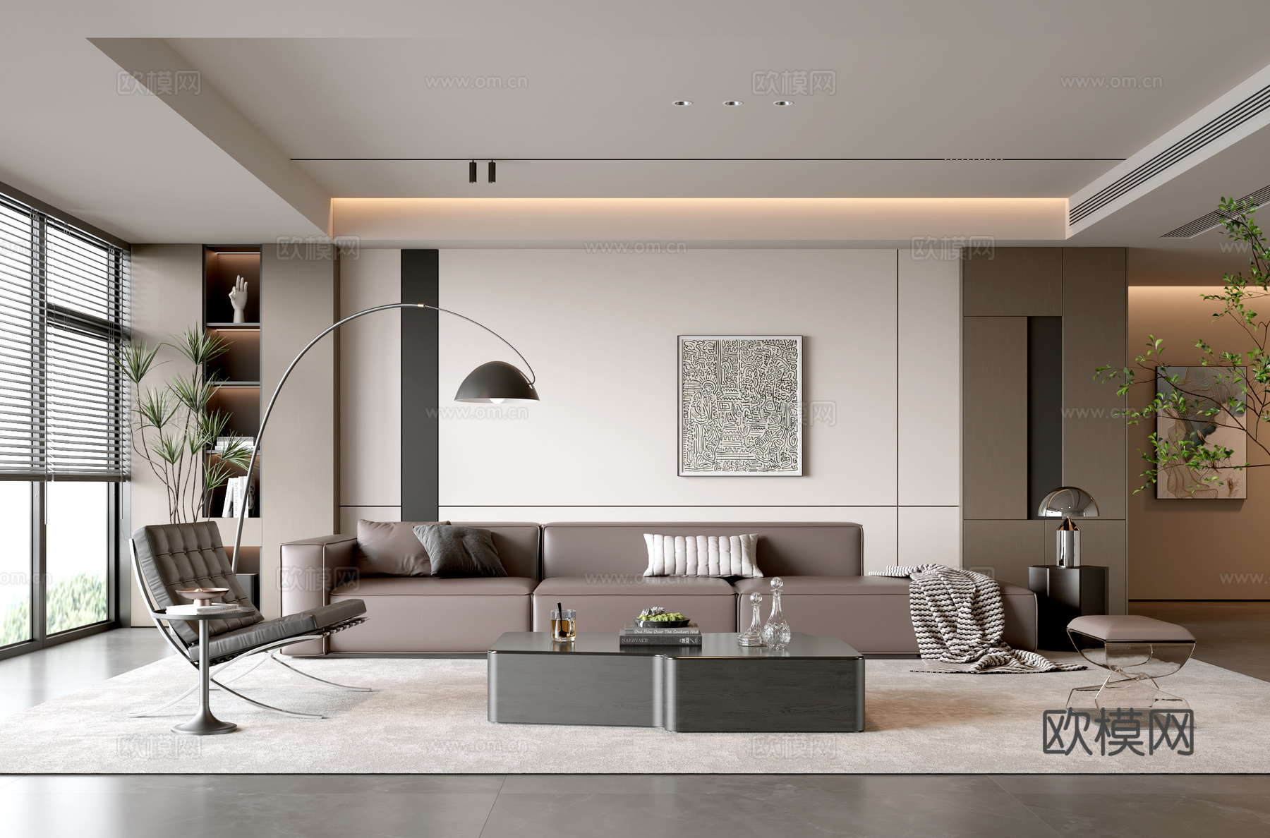 意式客厅 现代客厅 沙发背景墙 组合沙发 沙发茶几组合 客厅su模型