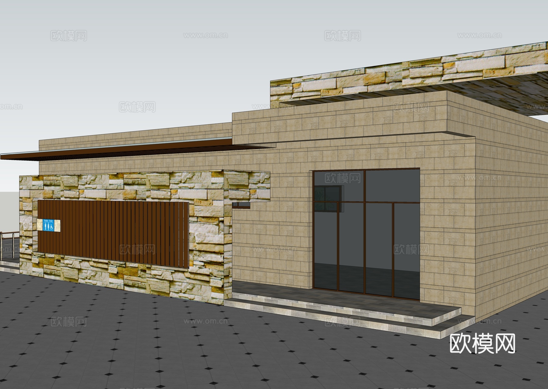 现代小公厕 无障碍公共厕所su模型