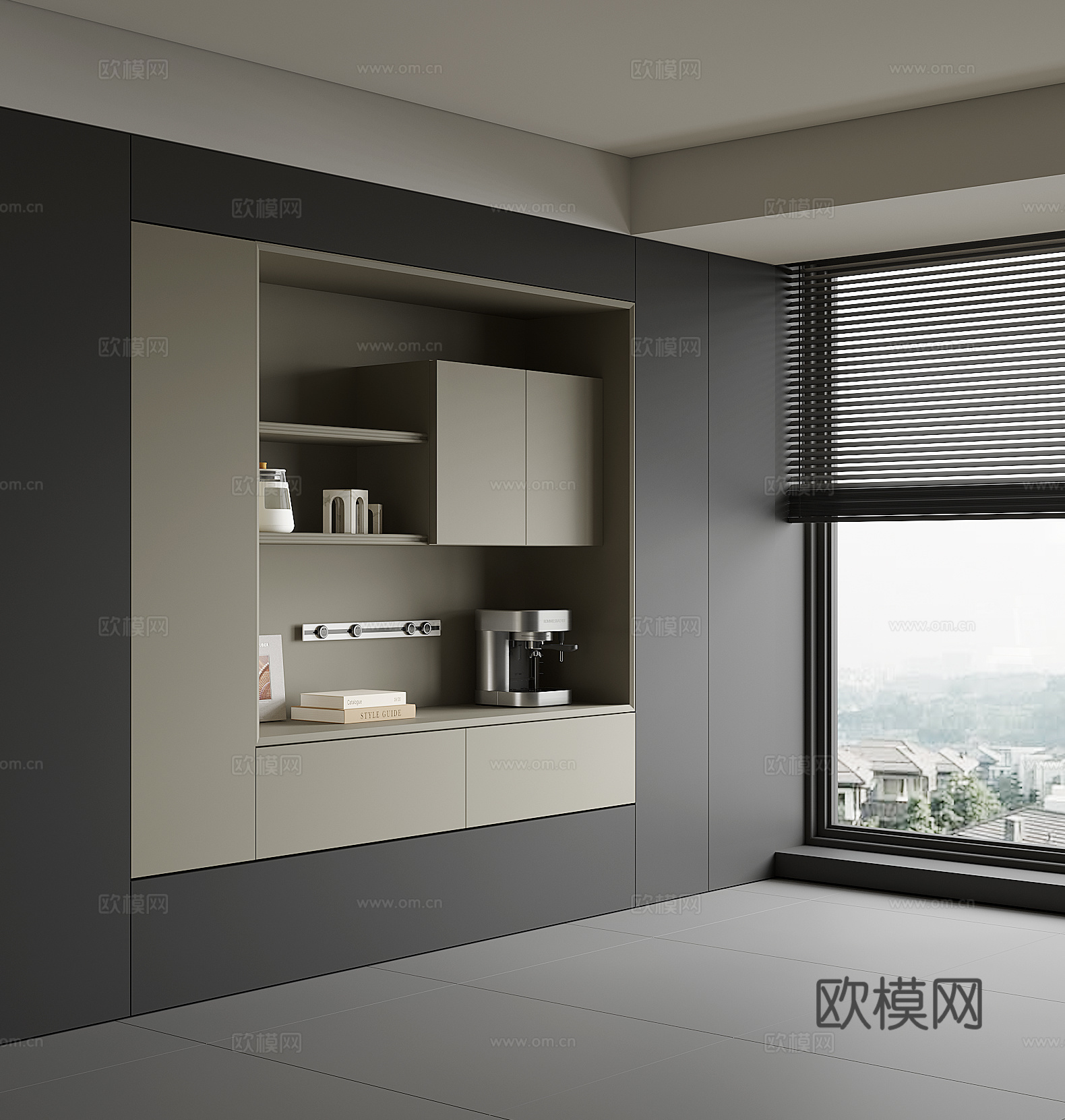 现代酒柜餐边柜su模型