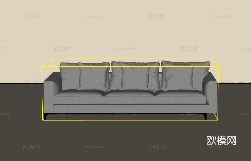 三人沙发su模型下载（渲染图2）