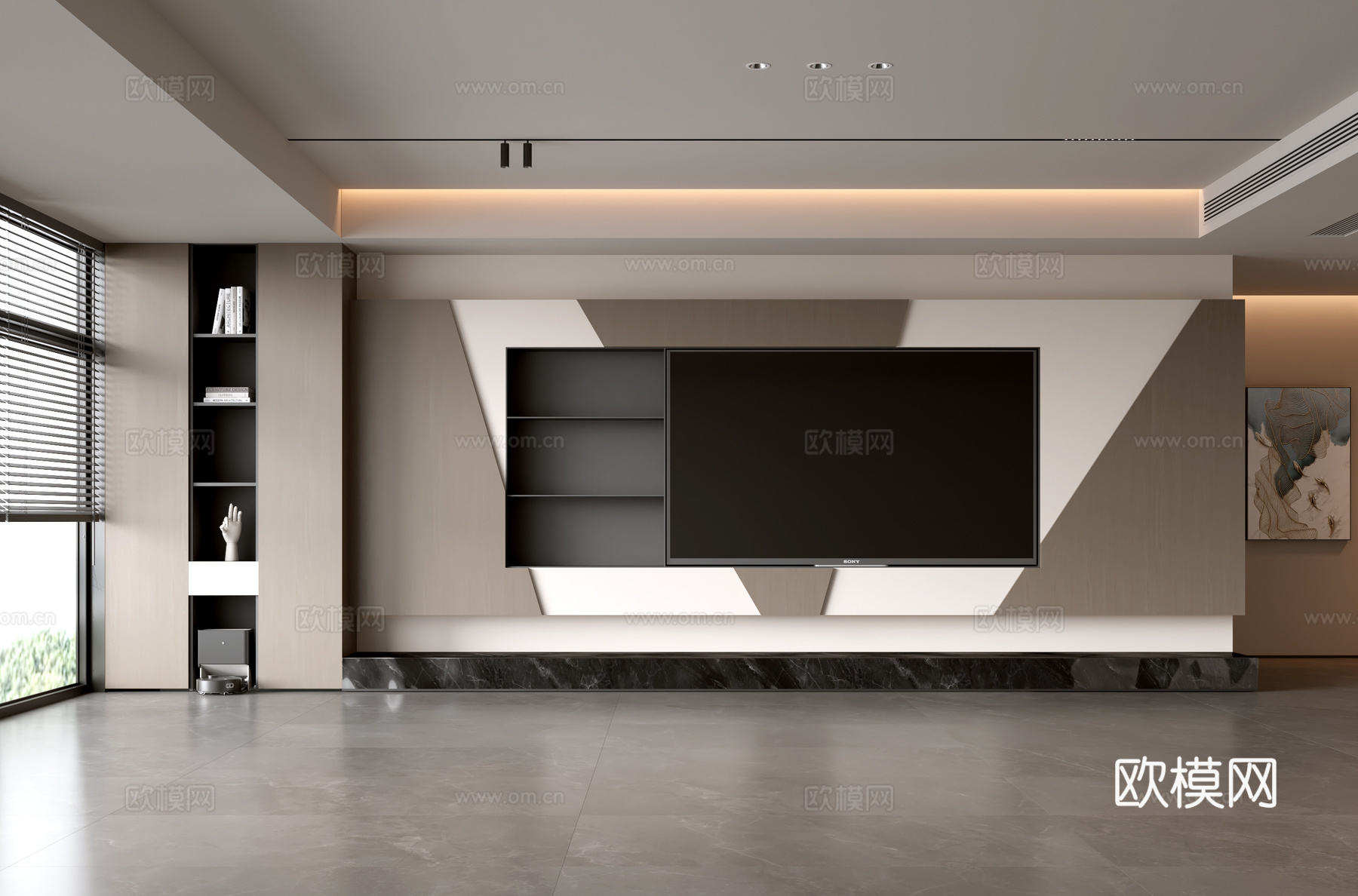 意式客厅 现代客厅 电视背景墙 电视柜 客厅背景su模型
