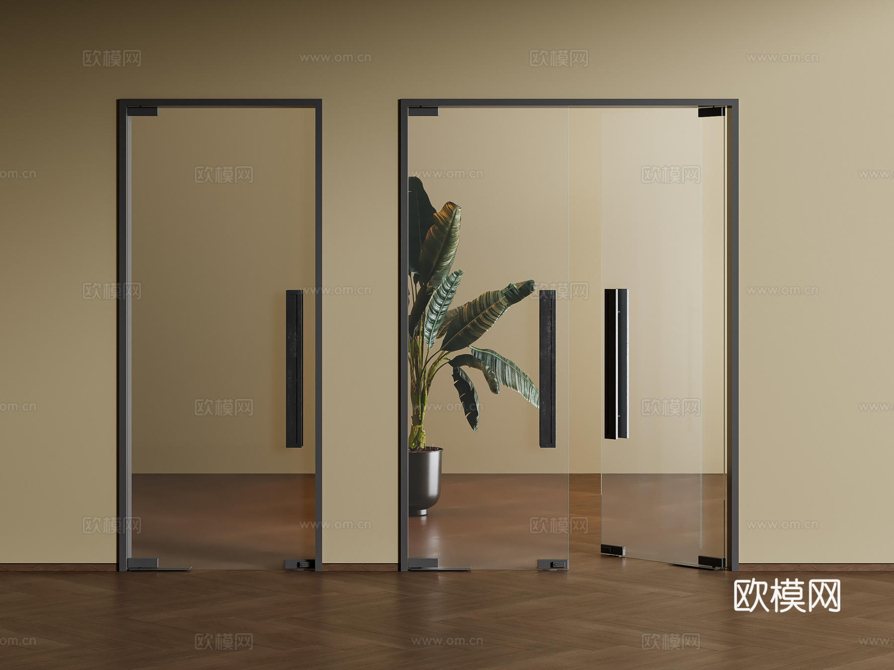 办公室玻璃门3d模型下载