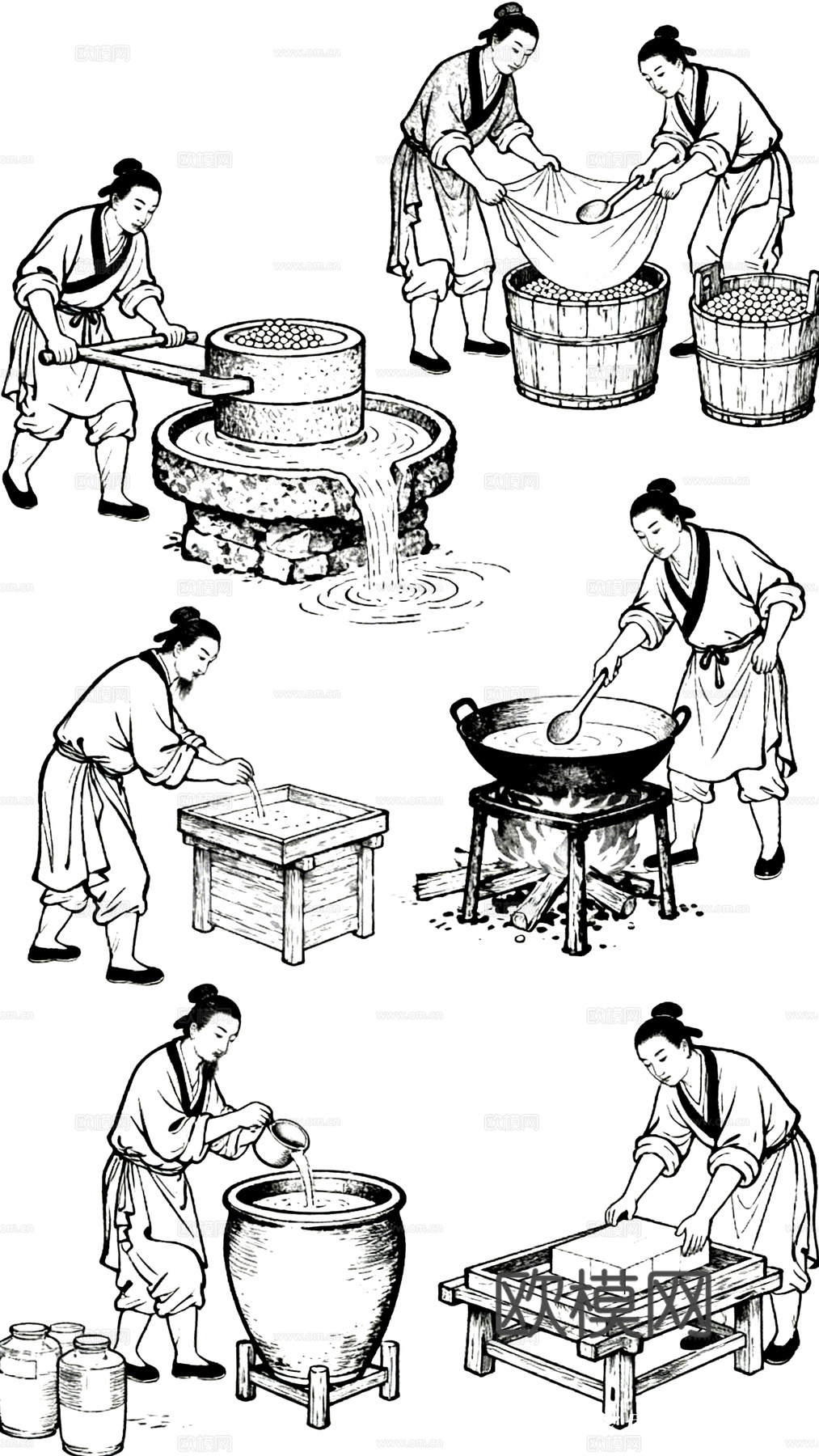 工艺插画 土法工艺 豆腐工艺图