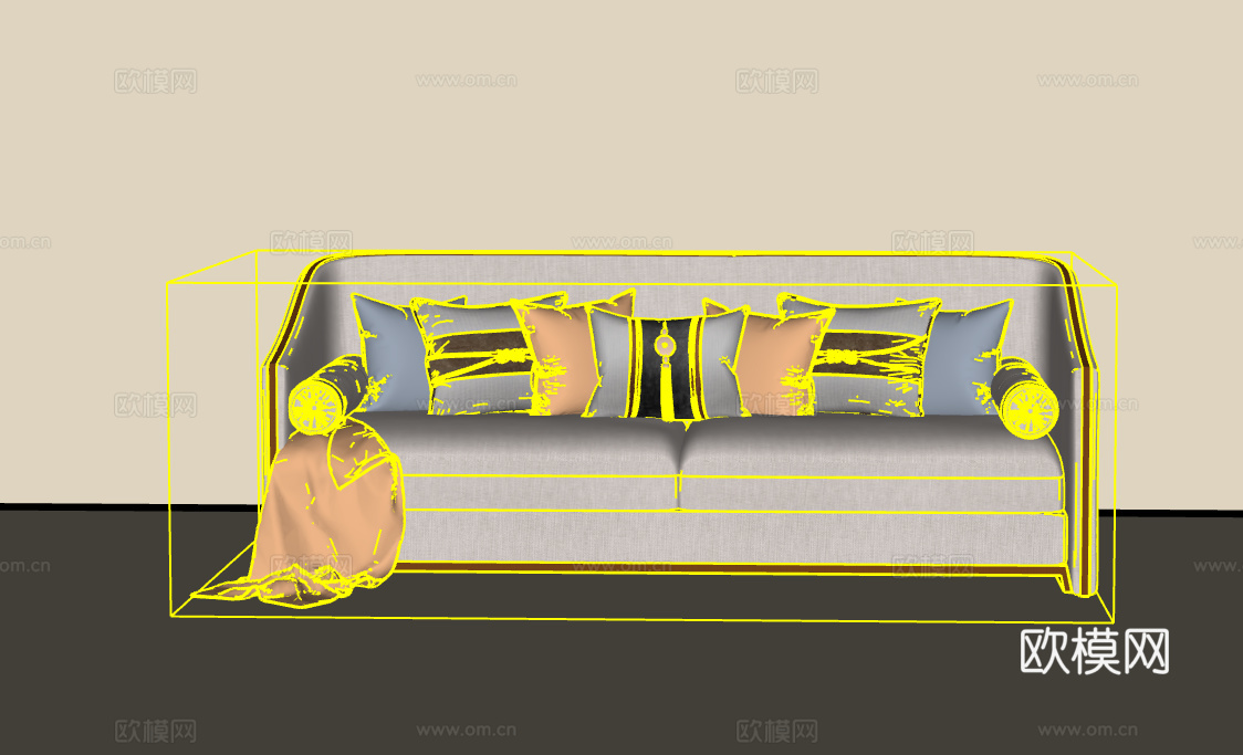 三人沙发su模型
