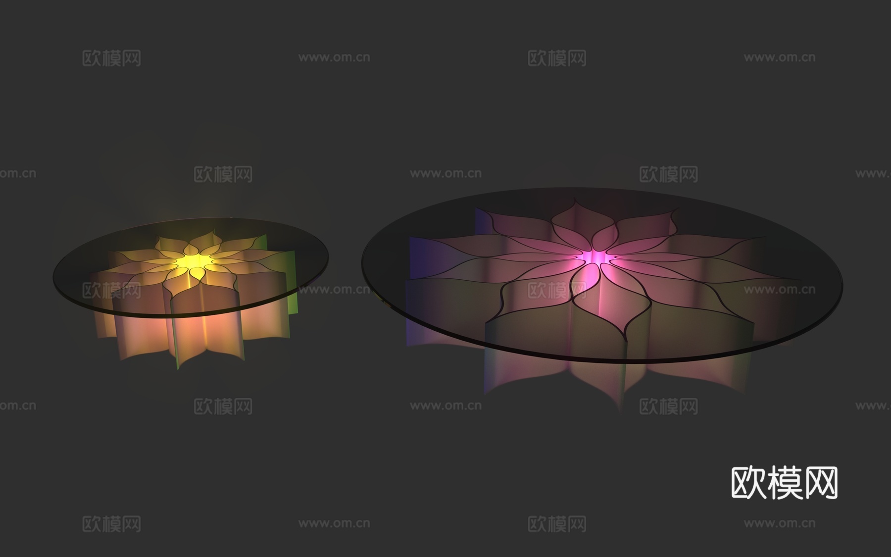 发光圆桌 创意圆桌 发光茶几 炫酷茶几 玻璃桌子3d模型