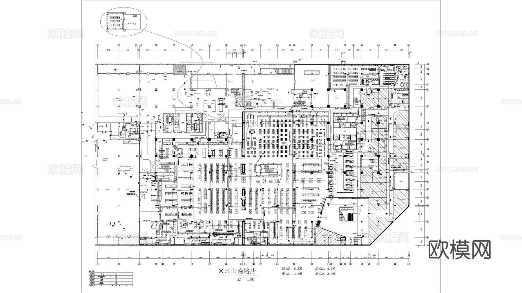 大型超市施工图cad施工图