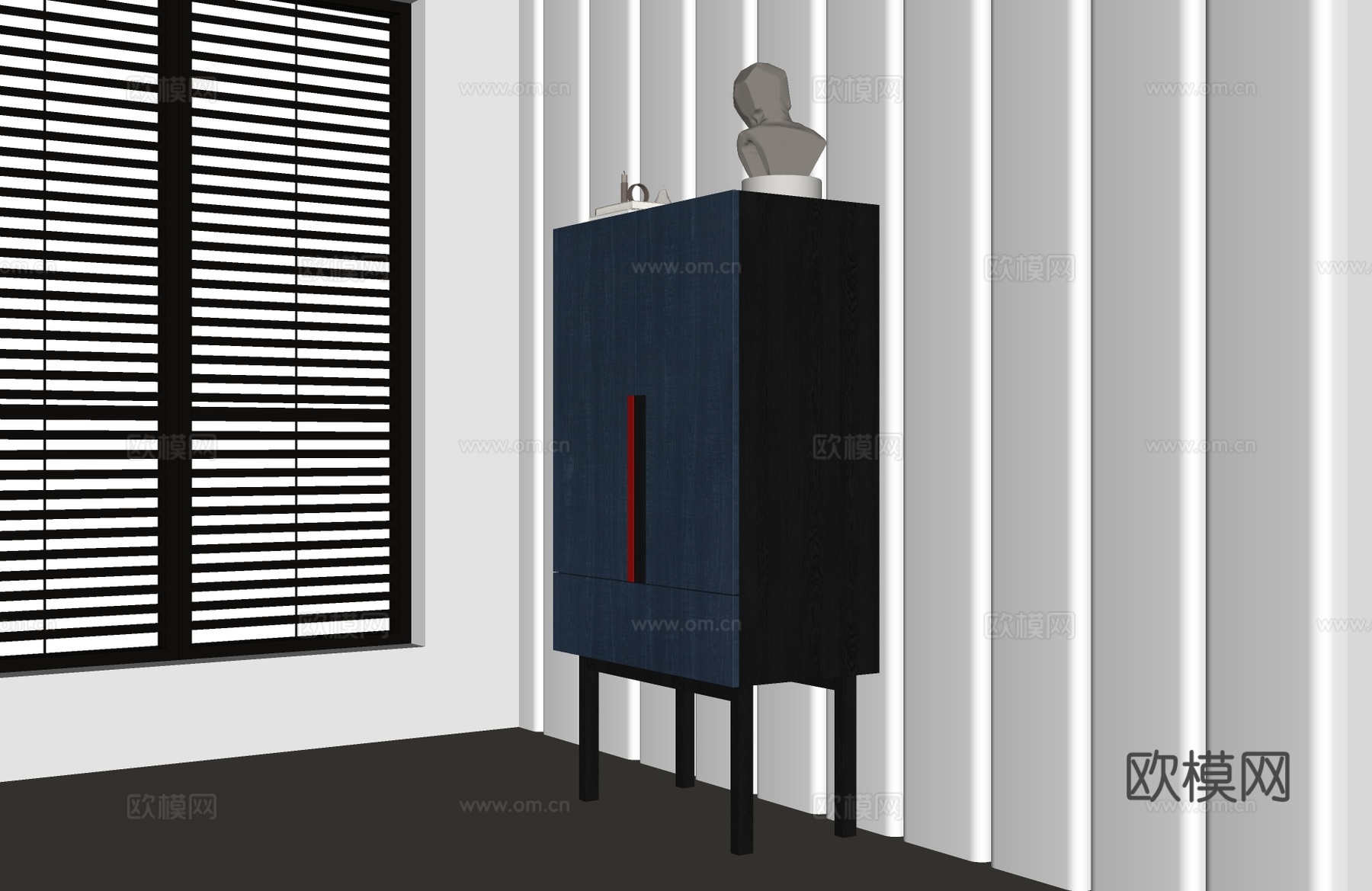 现代意式边柜 意式装饰柜 意式玄关柜 现代边柜 意式储物柜su模型