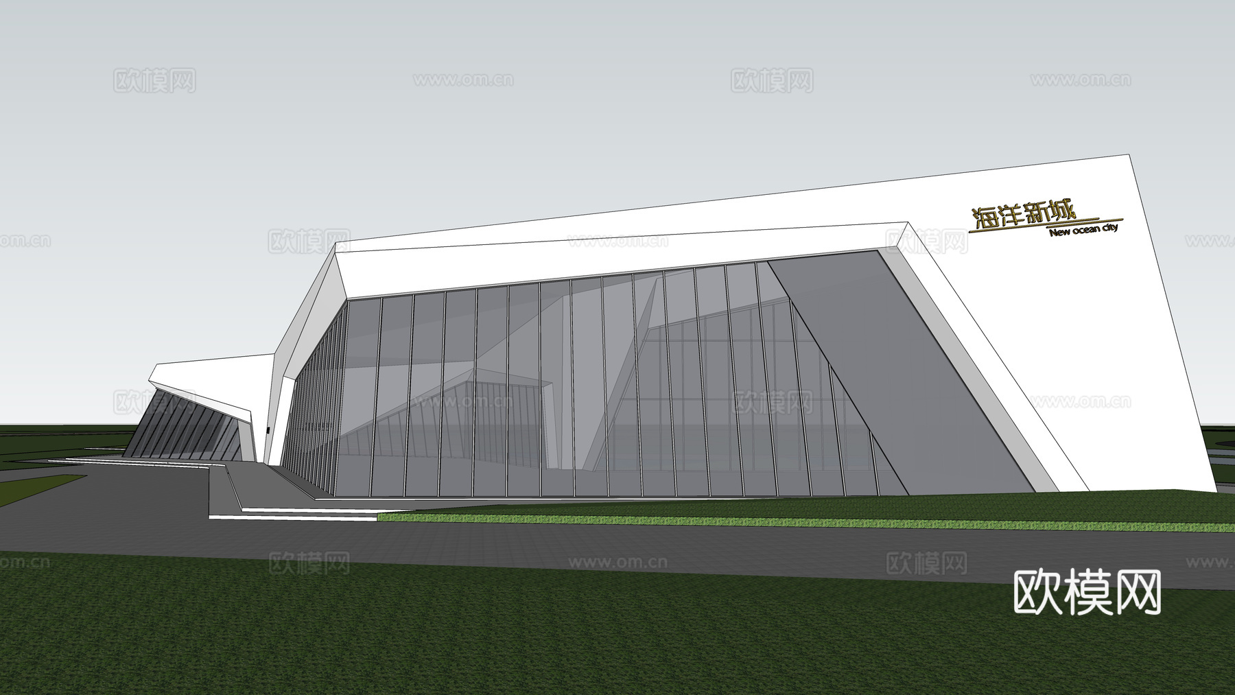 美术馆艺术馆展览馆建筑外立面su模型
