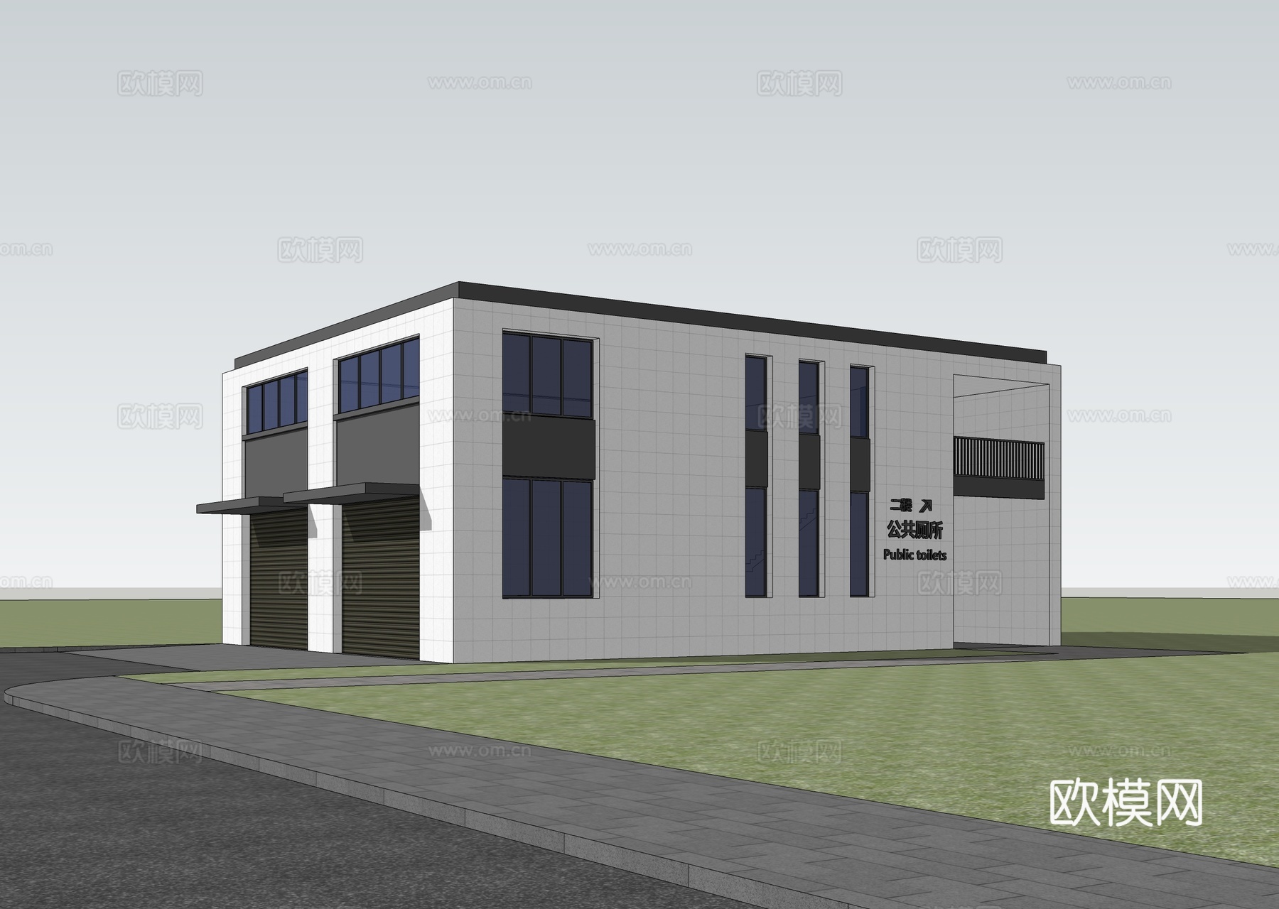 现代公厕 公共卫生间建筑su模型