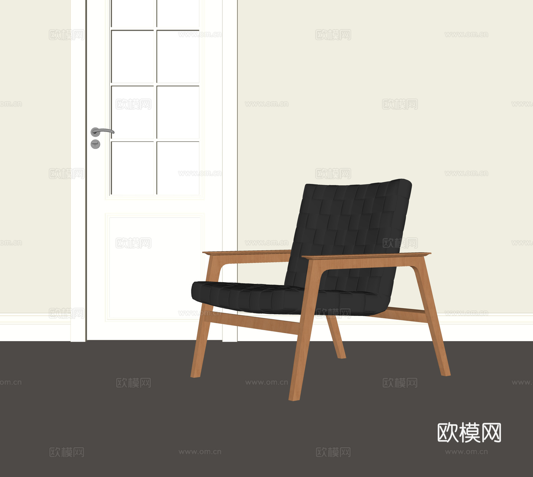 侘寂中古休闲椅su模型