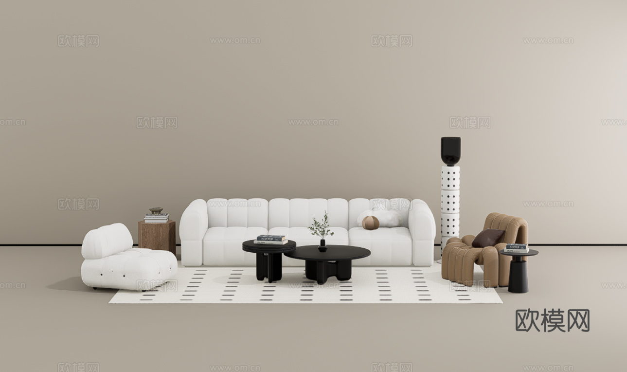 沙发组合su模型