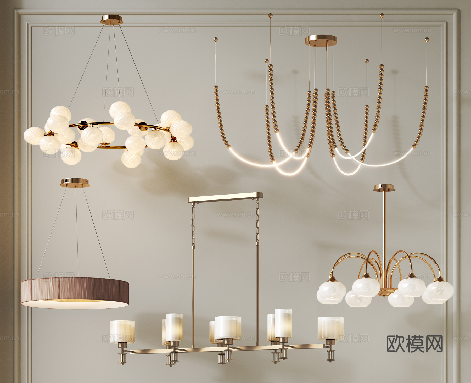 现代艺术吊灯组合 客厅吊灯 餐厅吊灯 玻璃吊灯 金属吊灯su模型