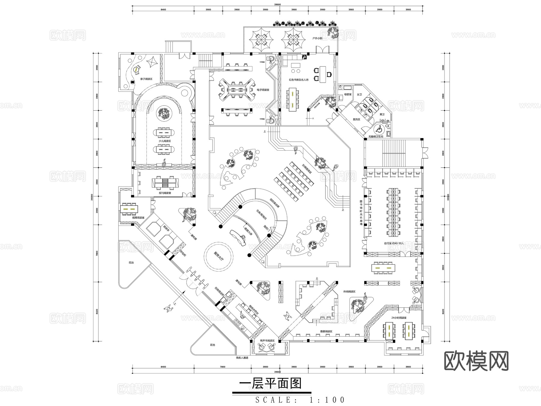 42套图书馆书咖施工图cad施工图