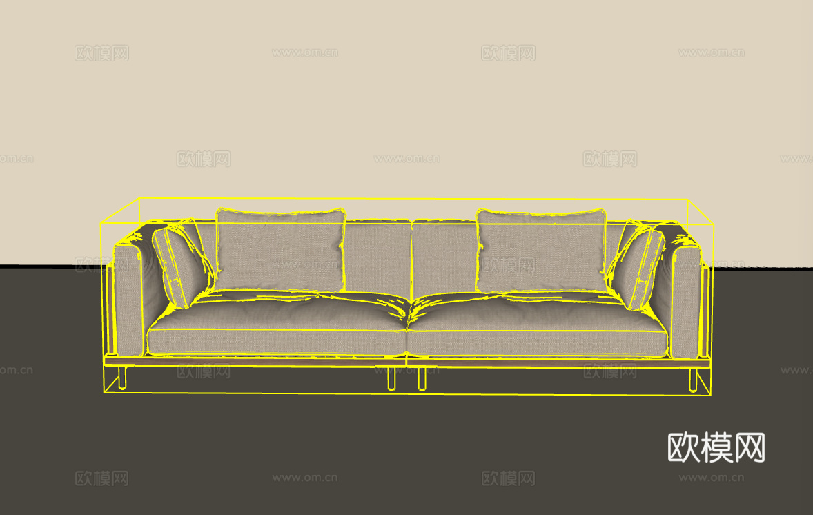 三人沙发su模型