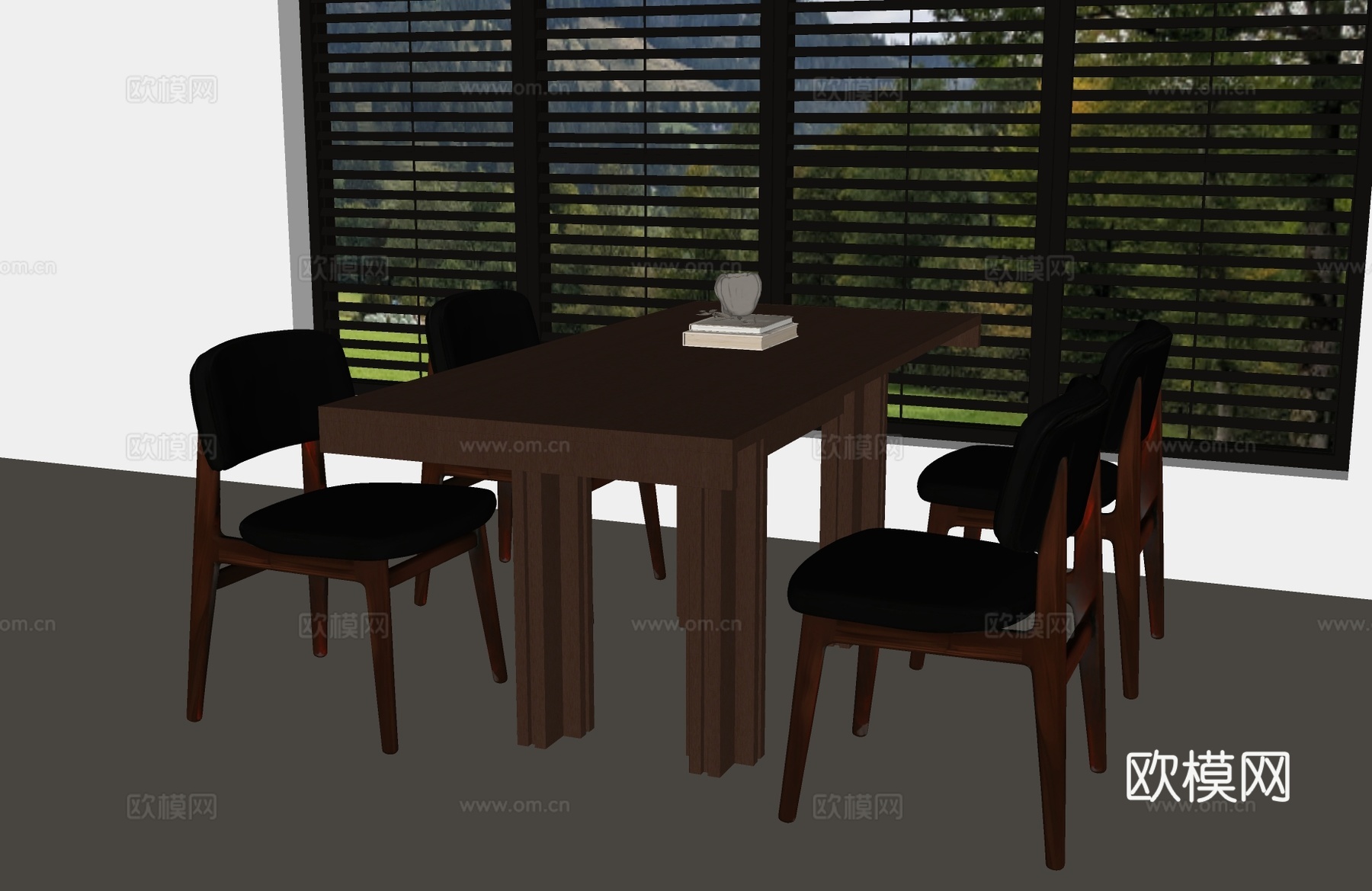 现代餐桌椅 现代中古餐桌椅 中古风餐桌椅su模型