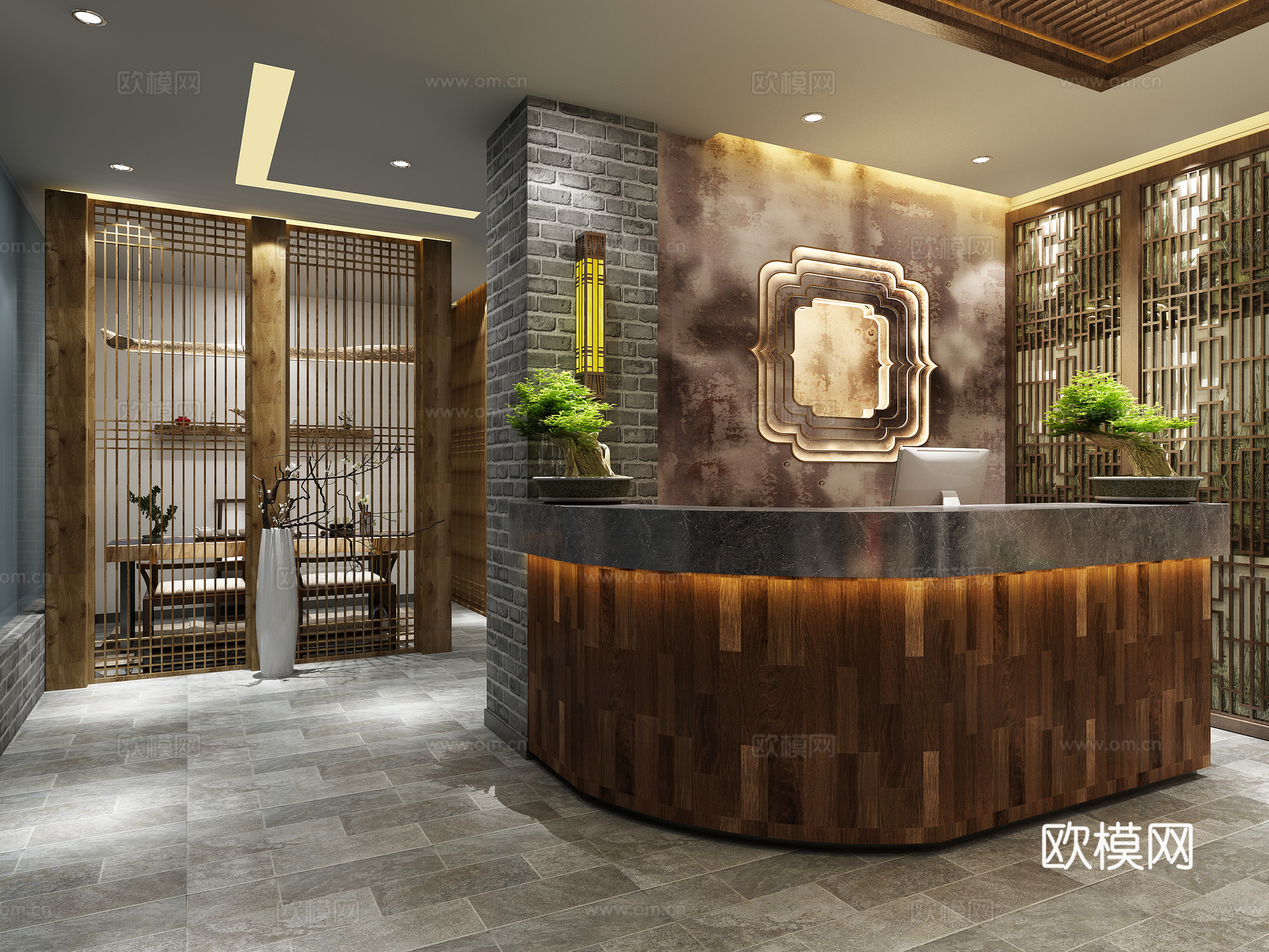 工业风spa会所公共空间3d模型下载（渲染图3）