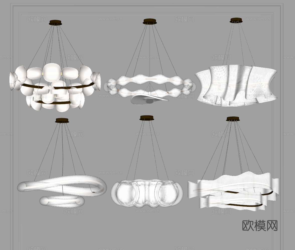 奶油风吊灯 客厅吊灯 云朵吊灯 艺术吊灯 法式吊灯su模型