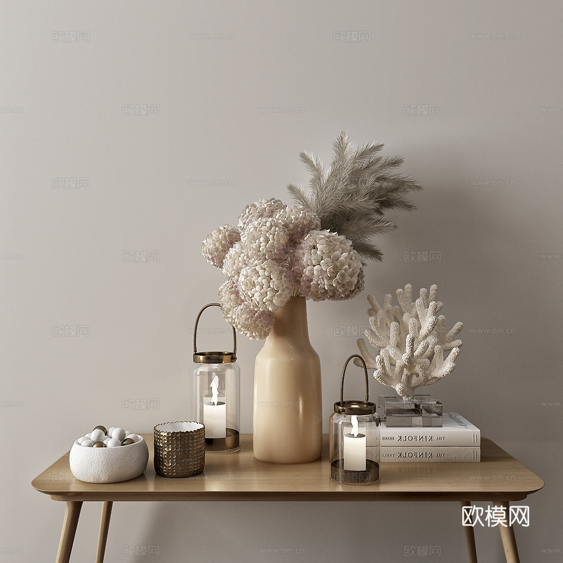 北欧 花瓶 花卉 摆件组合3d模型下载