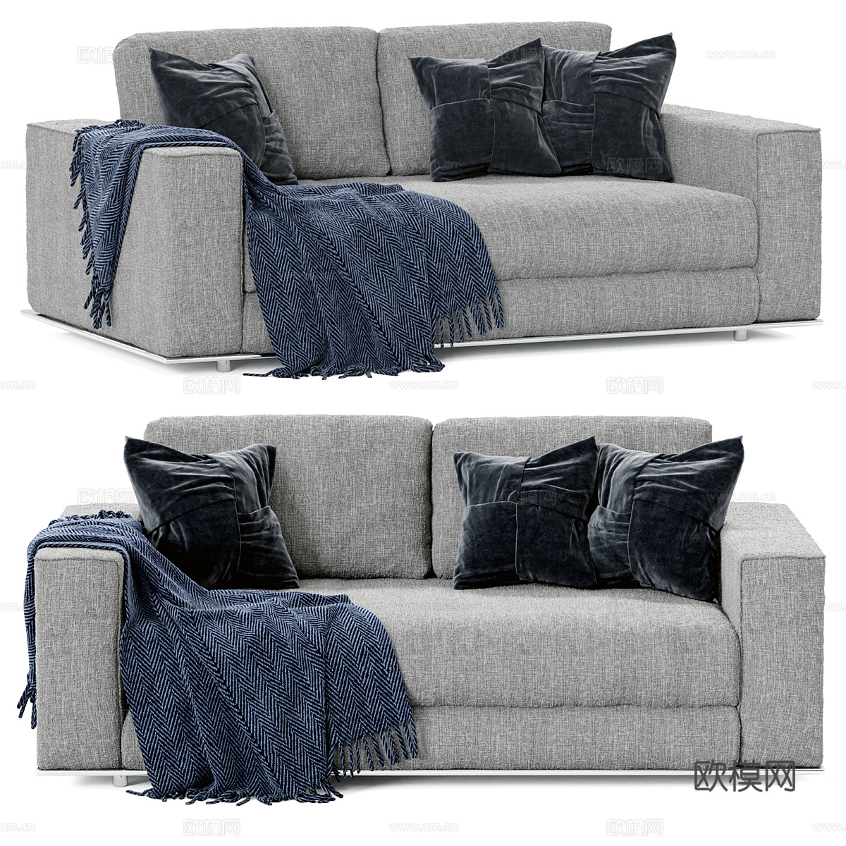 现代意式 HAMILTON 双人布艺休闲沙发3d模型下载（渲染图3）