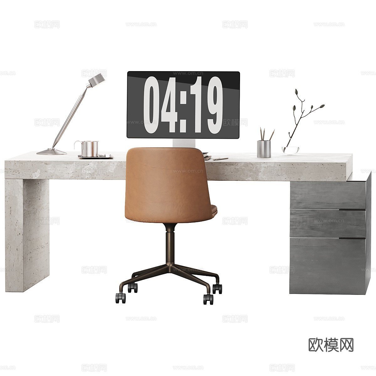 现代意式书桌椅 办公桌椅3d模型