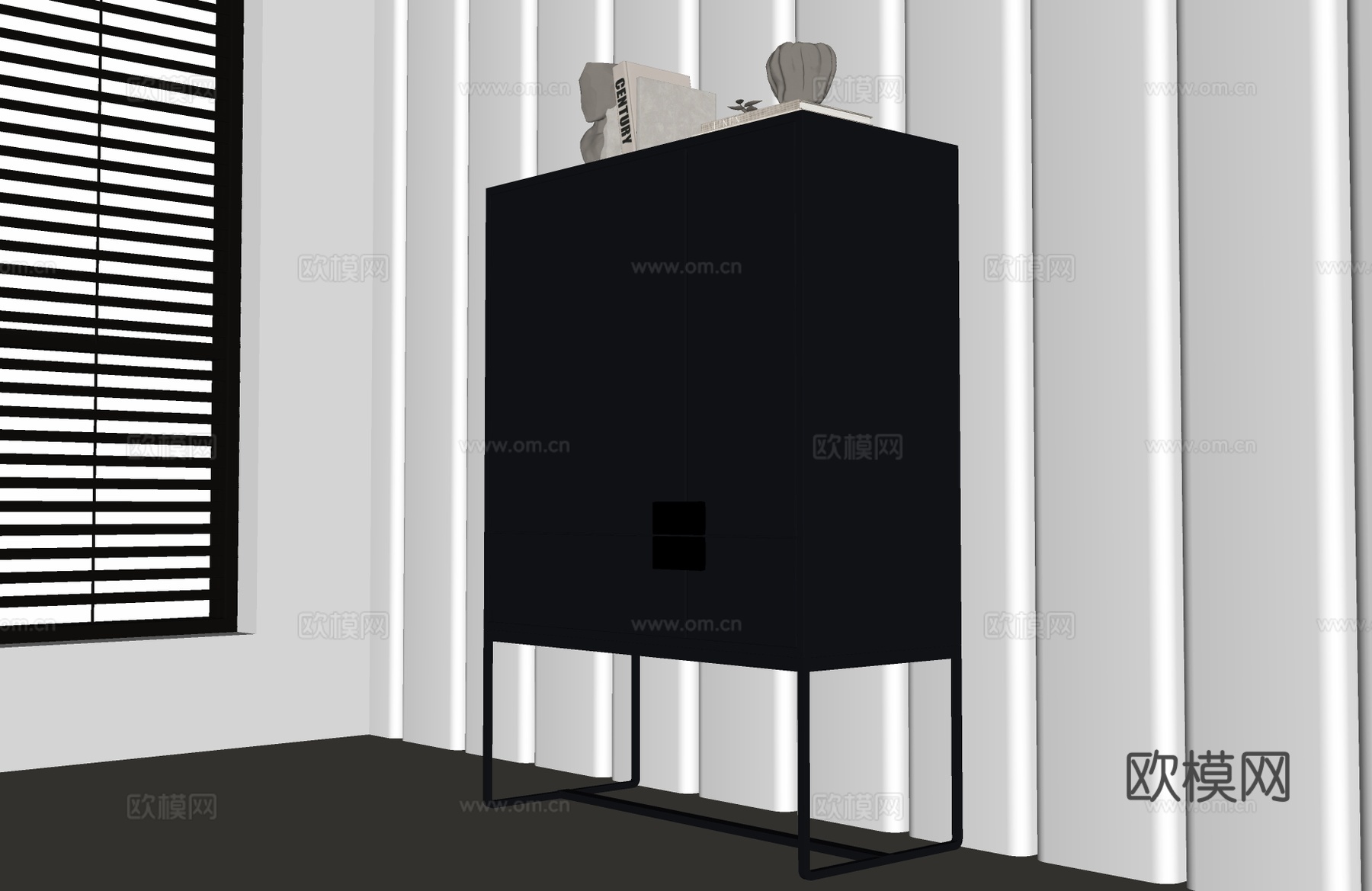 现代意式边柜 意式装饰柜 意式玄关柜 现代边柜 意式储物柜su模型