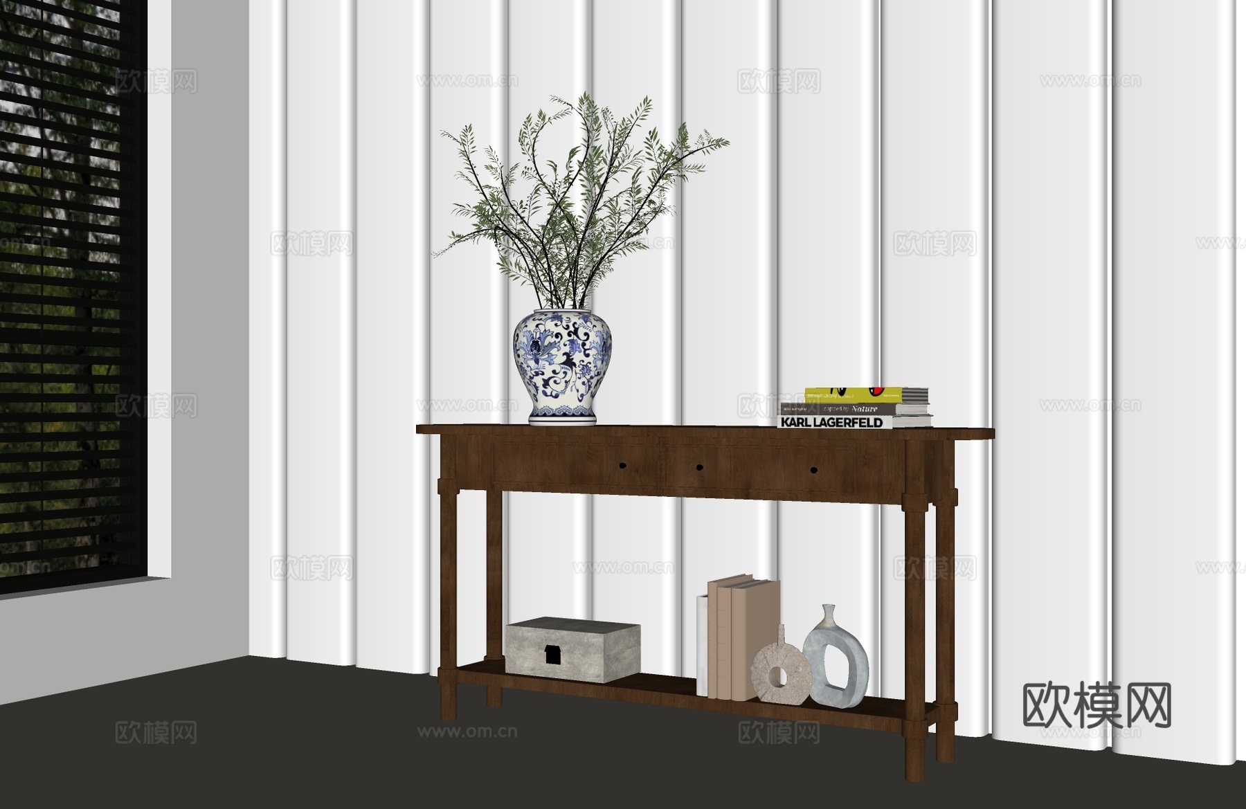 美式斗柜 美式装饰柜 美式玄关柜 美式餐边柜 美式边柜su模型