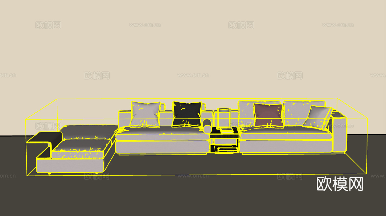 多人沙发su模型下载（渲染图2）