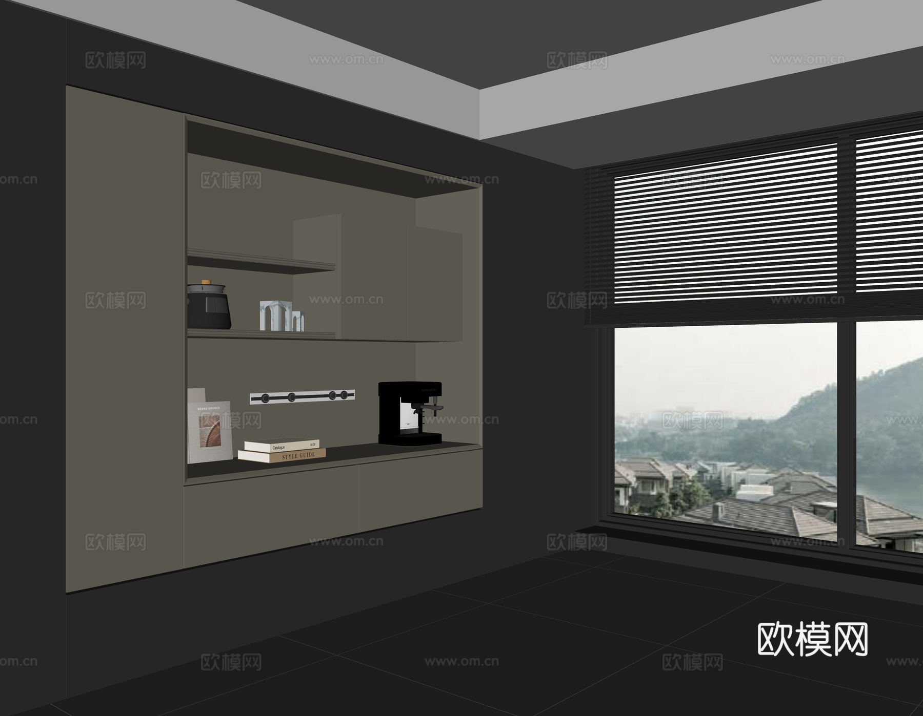 现代酒柜餐边柜su模型