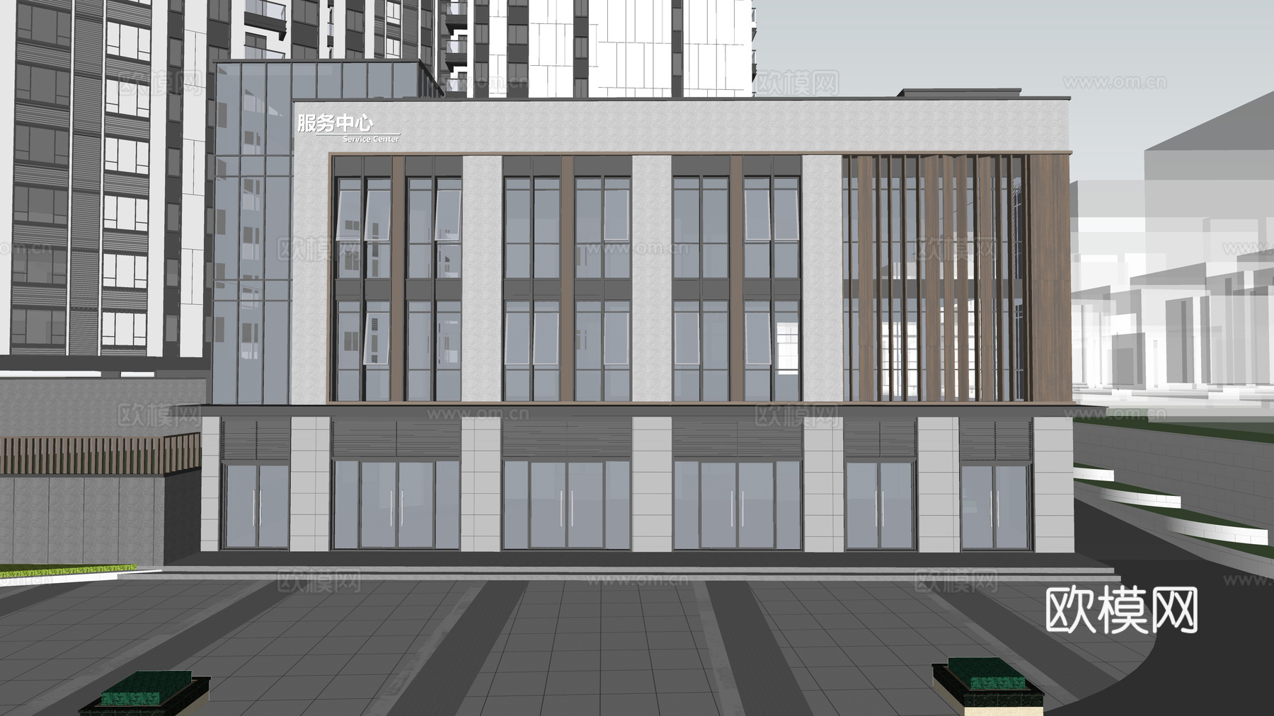 服务中心建筑公共服务建筑活动中心su模型