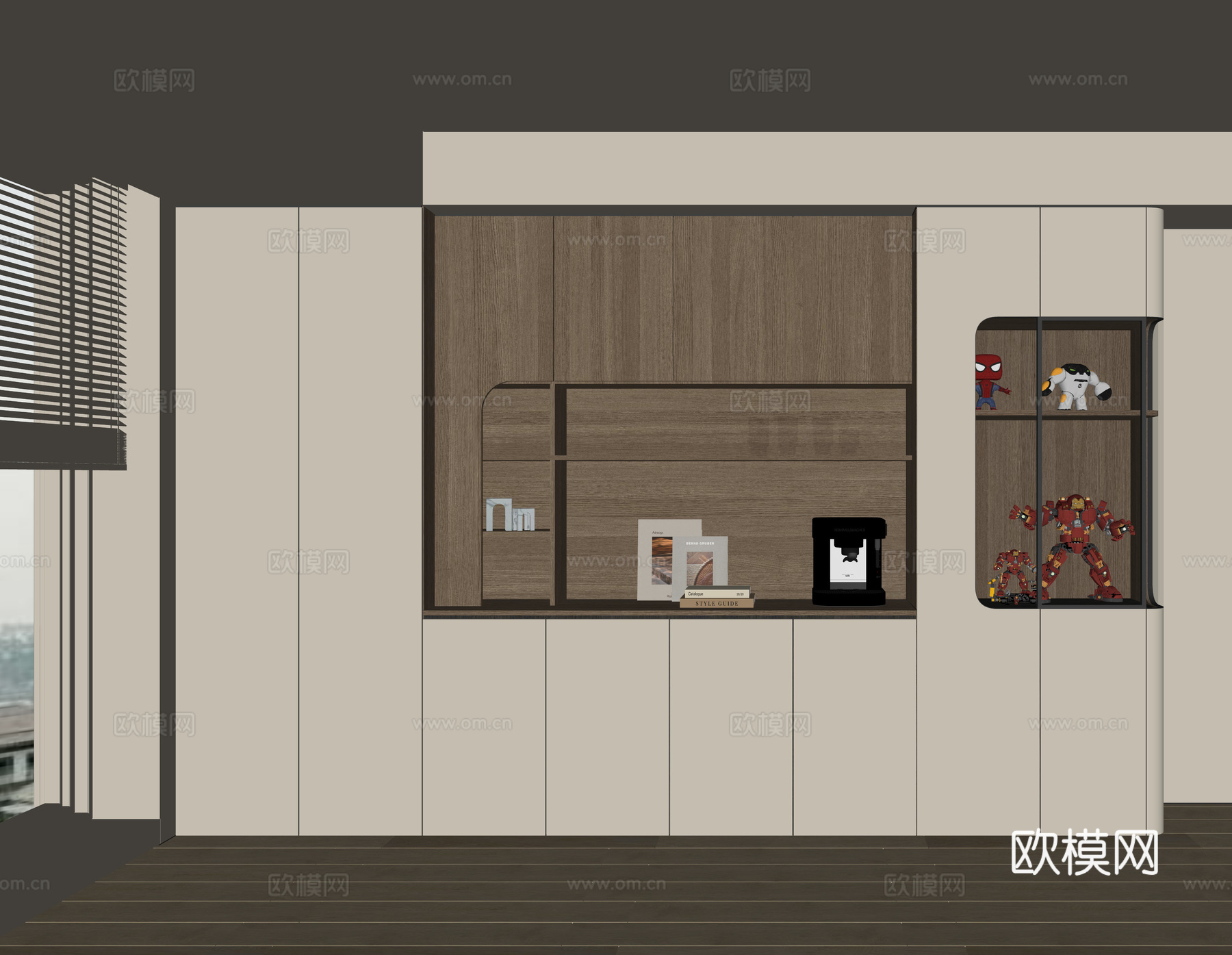 现代酒柜餐边柜su模型