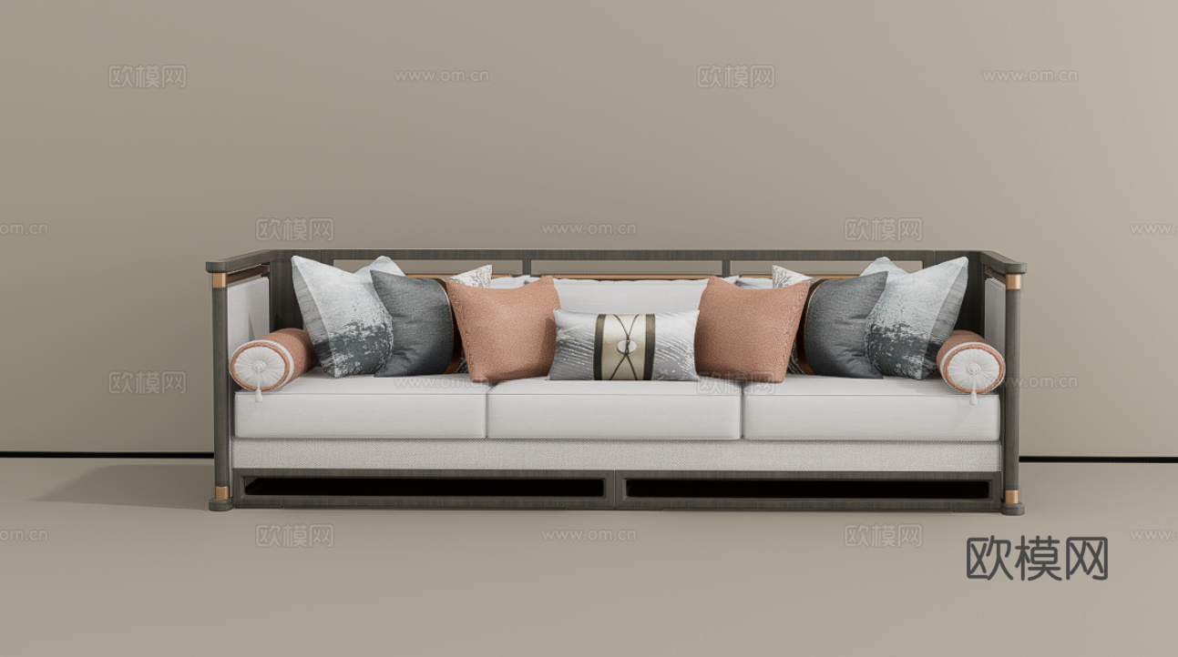 三人沙发su模型
